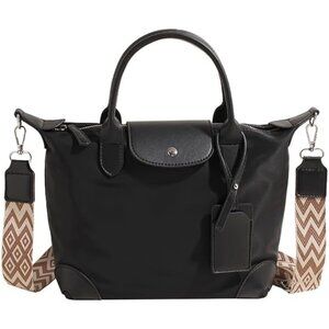 Chic Lightweight Purse with Leather Top-handle Black